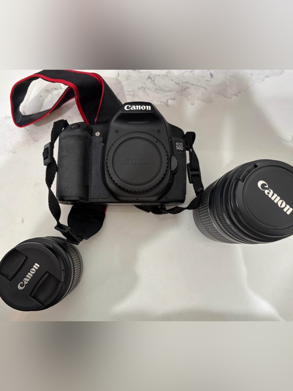 Canon Black DSLR Camera with 2 lenses. Canon 50D